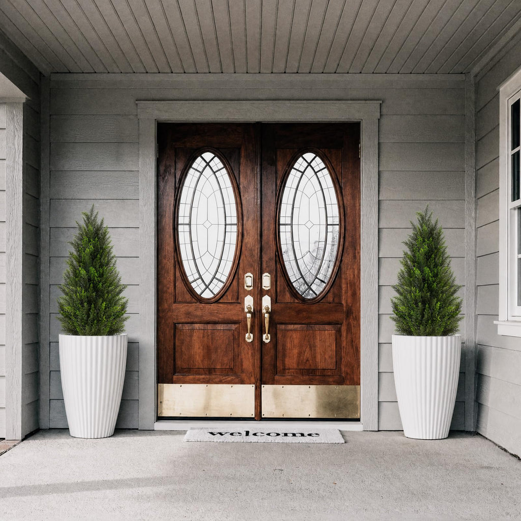 4FT Artificial Topiary Cedar Trees, UV-Resistant Faux Evergreen Outdoor Plants, Artificial Pine Tree for Outdoor