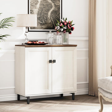 Multifunctional Buffet Sideboard Cabinet Farmhouse Modern Storage Cabinet with Adjustable Shelves, Coffee Bar