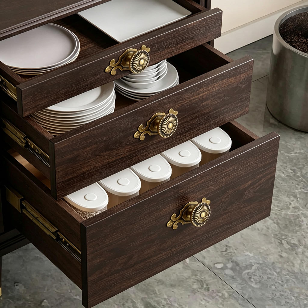 Brass Cabinet Knobs, Vintage Retro Mushroom Drawer Knobs with Backplate, Dresser Pull Handles