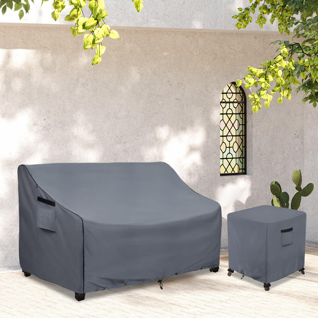 Outdoor 3-Seater Loveseat Cover, 600D Heavy Duty 100% Waterproof Patio Sofa Cover, Furniture Covers for Sofa and