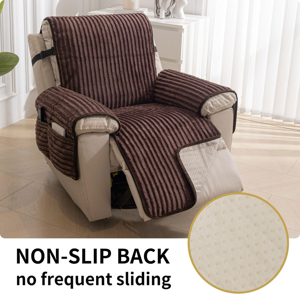 Faux Fur Recliner Chair Covers Non-Slip Waterproof Recliner Covers That Stay in Place Warm Thick Lazy Boy Recliner