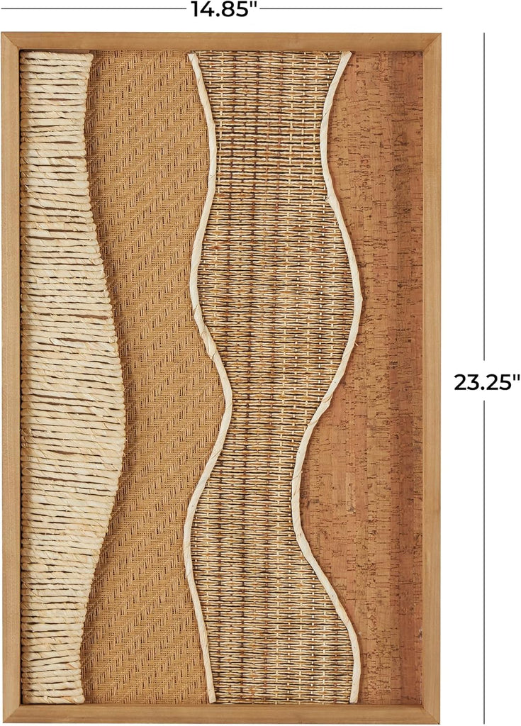 Wood Abstract Handmade Home Wall Decor Dimensional Wavy Mixed Media Wall Sculpture with Various Textures