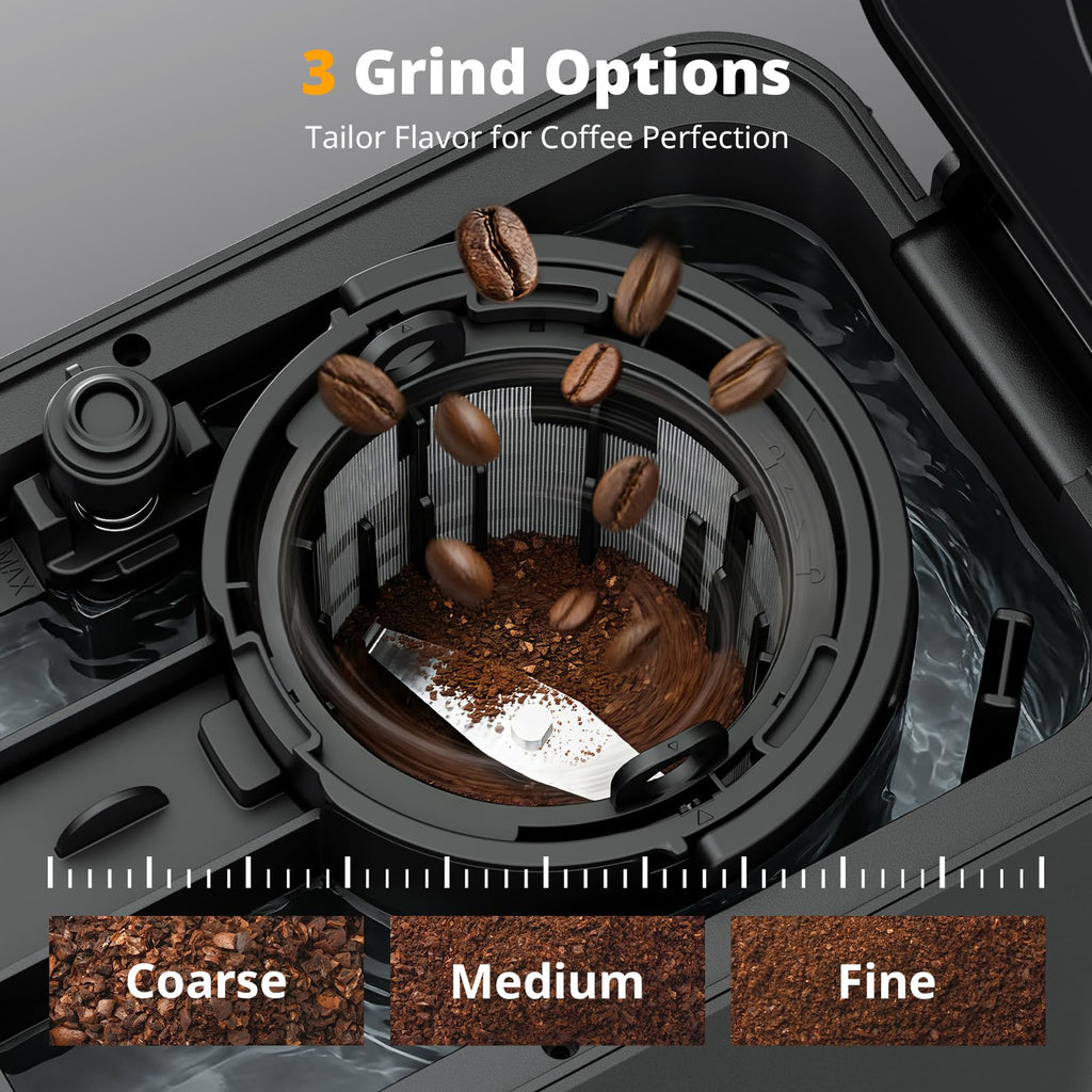 Coffee Maker with Grinder, 5-Cup Grind and Brew, Programmable