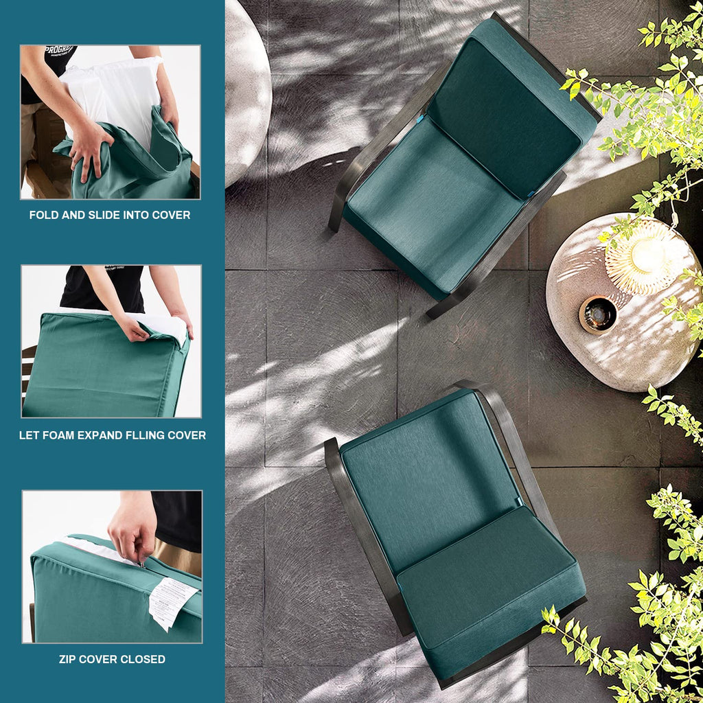 24"x24"x6" Patio Deep Seat Bench Cushion Covers Blue