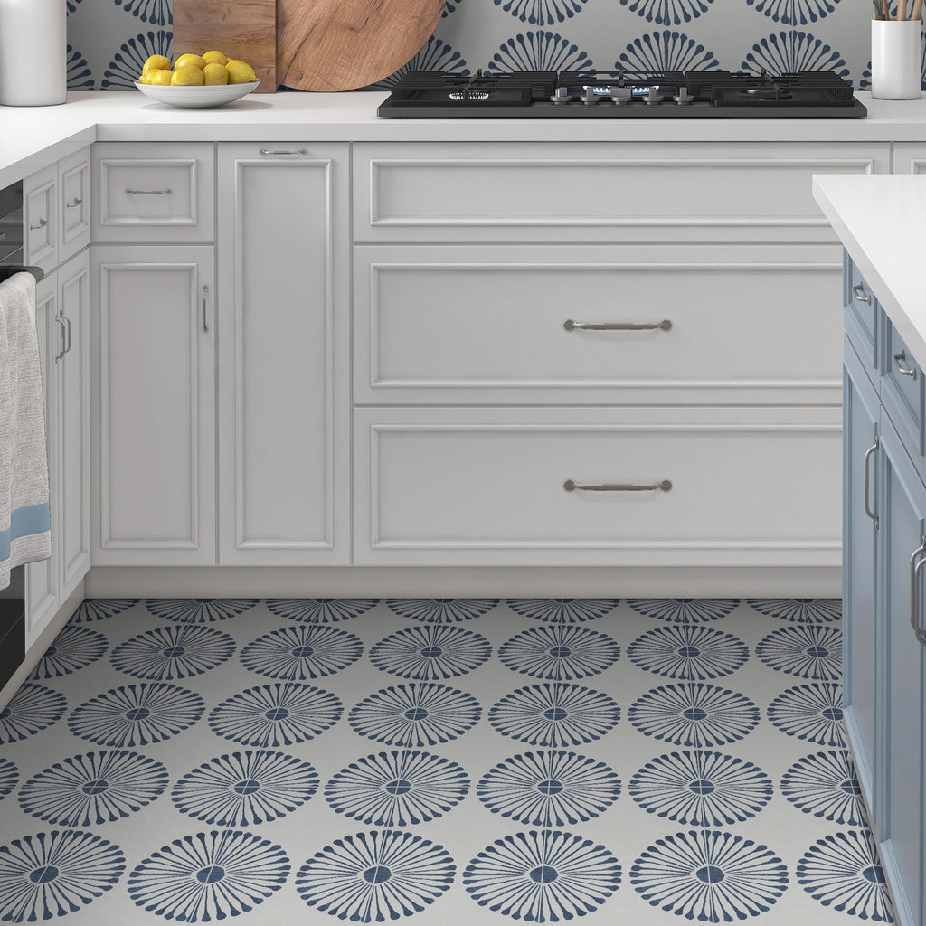 16-Sheet Peel and Stick Floor and Wall Tile, 9" x 9" Blue Stone Composite Self Adhesive Vinyl Flooring, Patterned