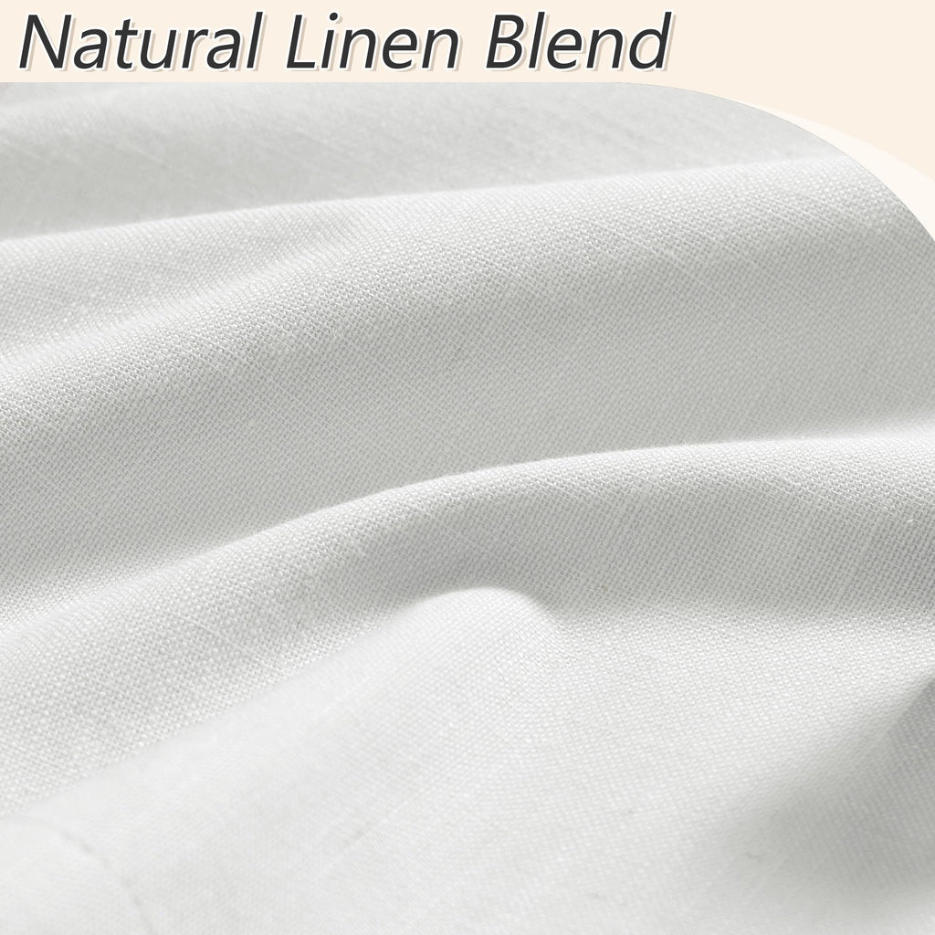 Extra Long 100% Blackout White Linen Curtains 116 Inches