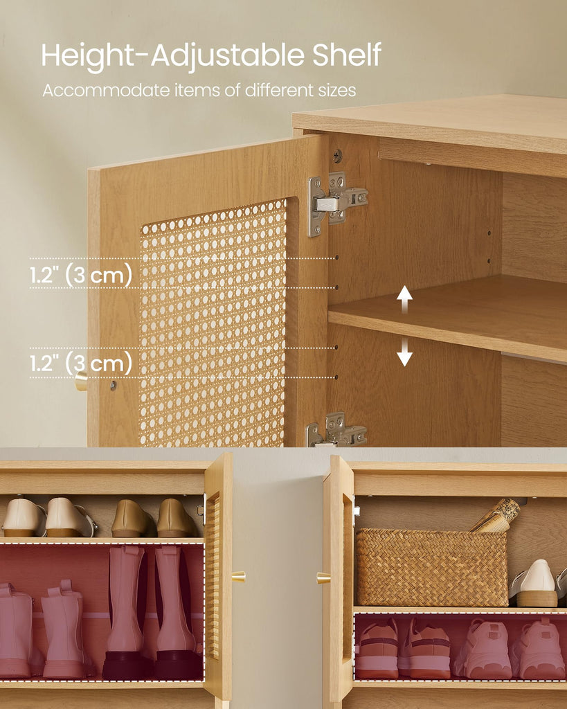 Natural Rattan 3-Tier Shoe Cabinet, 24 Pair