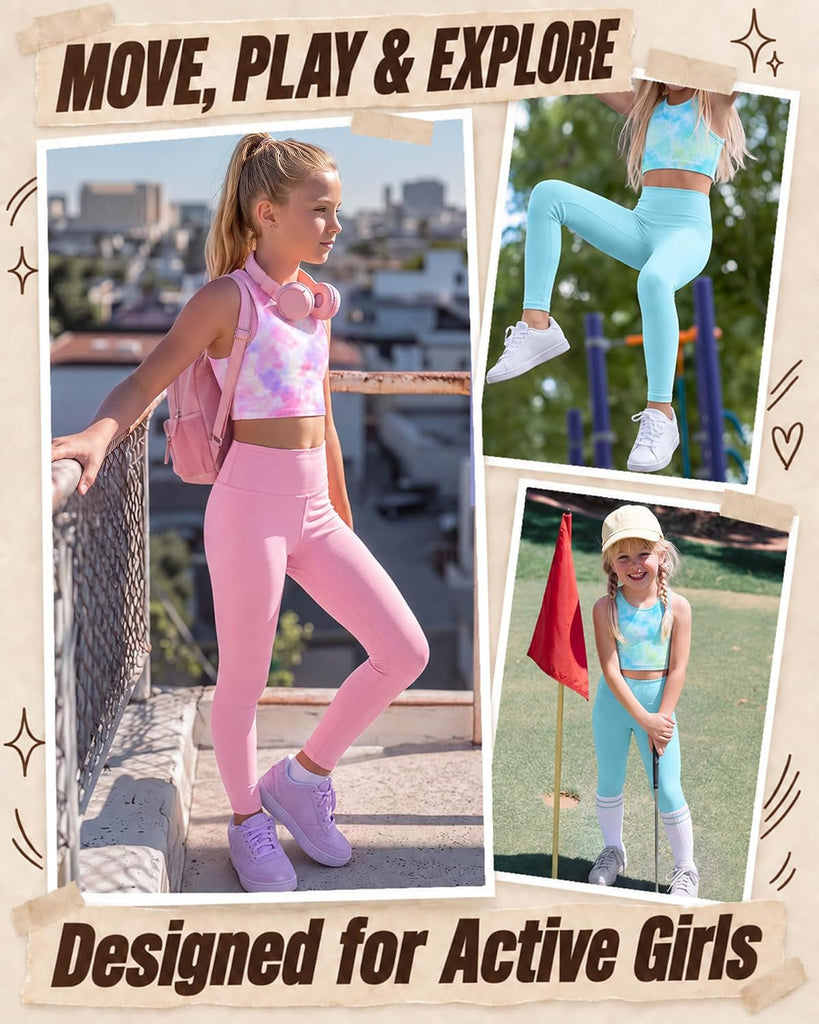 Girls Athletic Sets Kids Workout Outfits 6 Pcs Sets