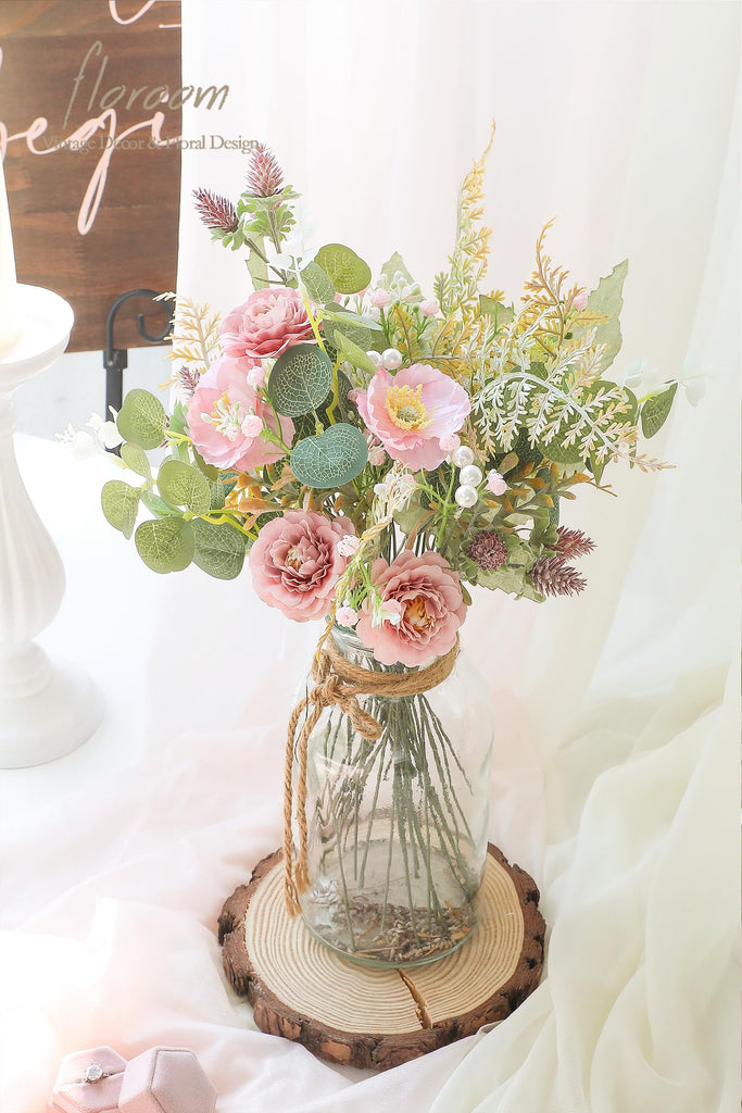 Artificial Greenery Stems Box Set, 45pcs with 6 Kinds of Faux Greenery Flowers Picks for DIY Bridal Bouquets Wedding