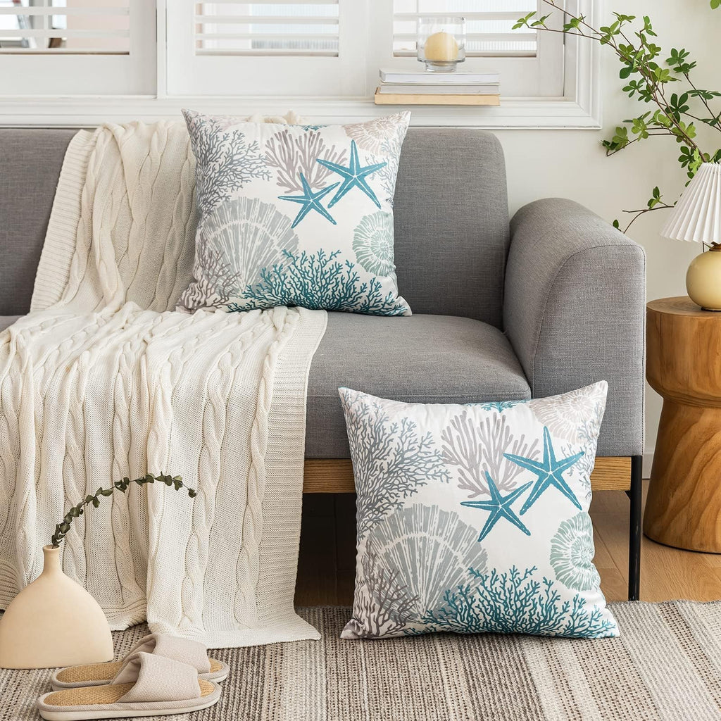 Coastal Pillow Covers Set of 2, 18x18, Blue