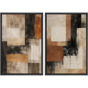 Framed Wall Art Print Modern Neutral Abstract Geometric Blocks Illustrations Modern Art Decorative Bohemian Calm/Zen