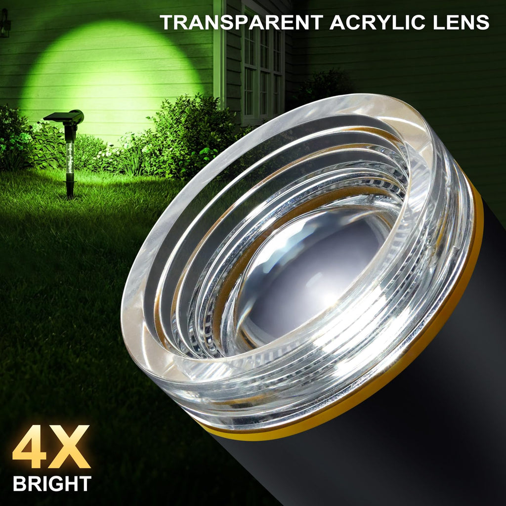 Solar Spot Lights Outdoor Waterproof Green Lens LED 4 Pack