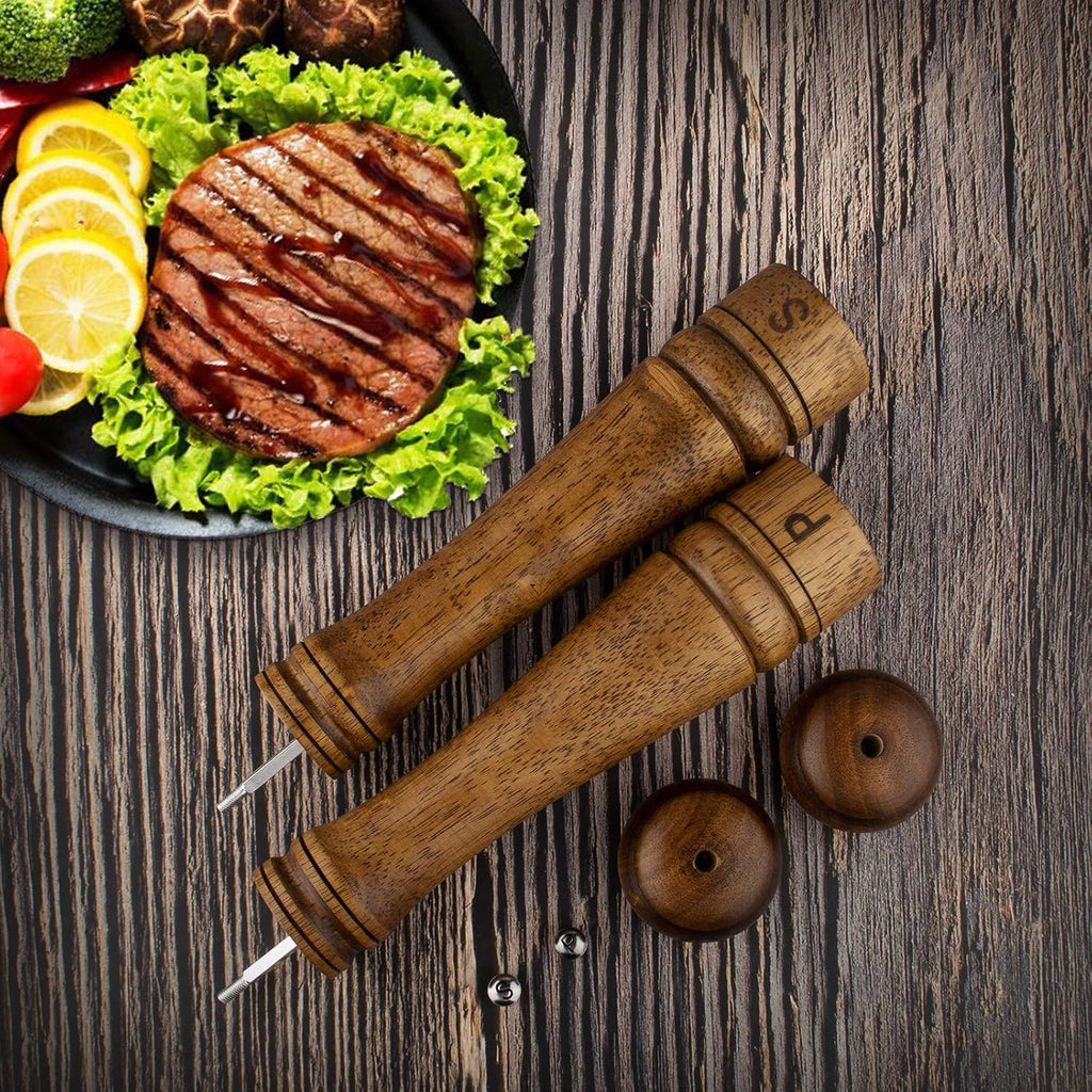 Wood Pepper Grinder Set 10 Inch Salt Mill And Pepper Grinder Set - Set of 2