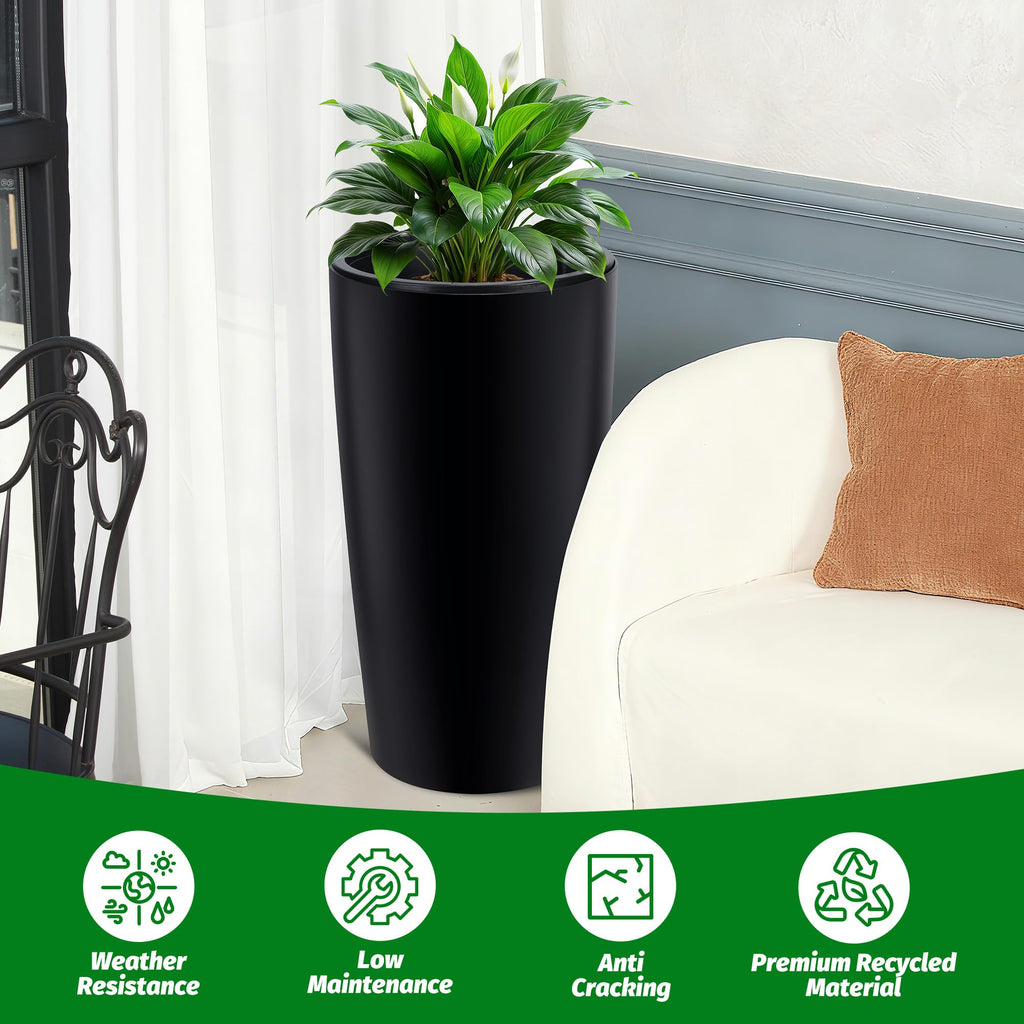 Tall Planters for Outdoor Plants, 30 in Outdoor Planters Set of 2