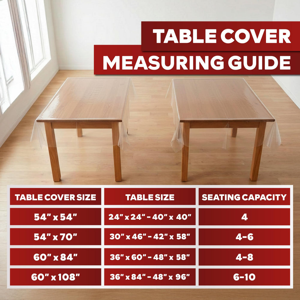 Plastic Table Cover Transparent 54 x 78 Inch Waterproof, Stain-Proof Vinyl Clear Plastic Tablecloth Protector