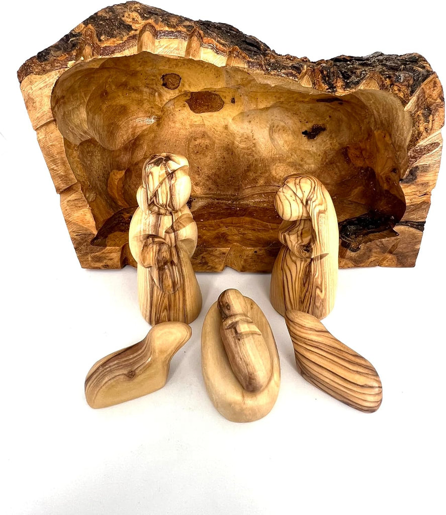 Olive Wood Nativity Manger Scene Set, Small, 6-Piece