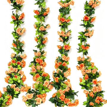 4 Pack Artificial Flower Garlands 15.8FT Fake Rose Vines Silk Flowers Hanging Rose Ivy for Wedding Arch Party Home