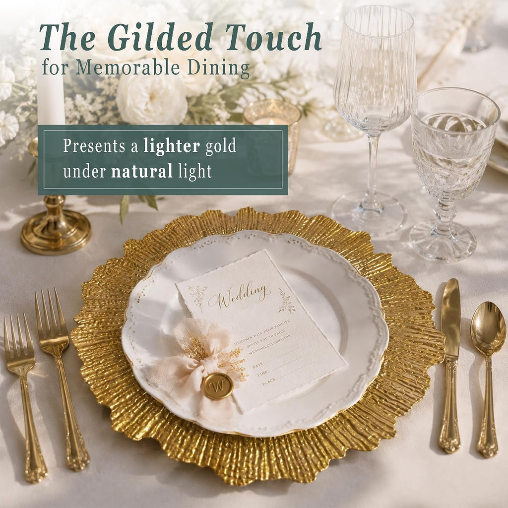 Gold Charger Plates bulk 100, 13" Gold Chargers for Dinner plates - Set of 15