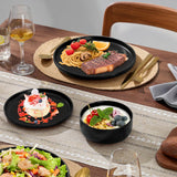 12-Piece Stoneware Plates and Bowls Sets, Dinnerware Sets for 4, Ceramic Dishware Dishes Set with Terracotta Base