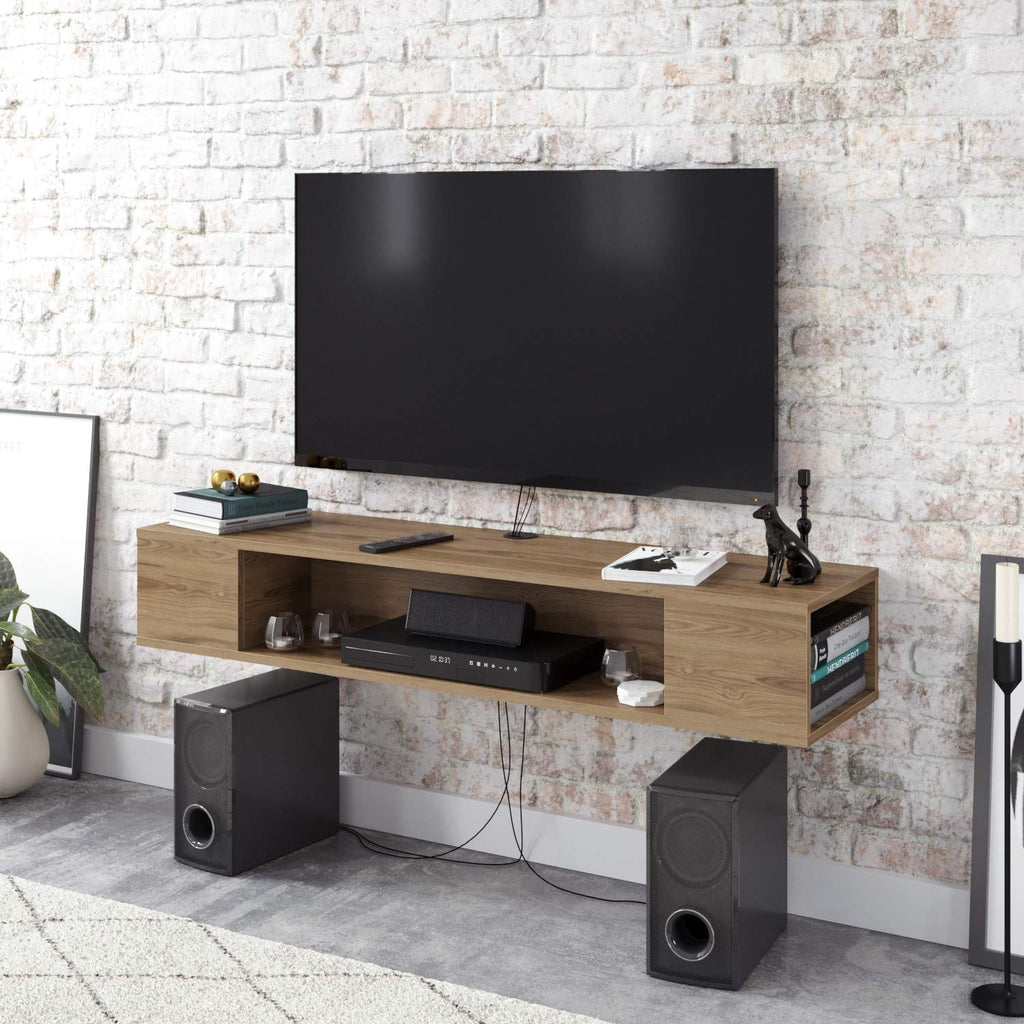 Peti Floating Cabinet Wall Mounted TV Stand Media Console Shelf (Oud Oak)