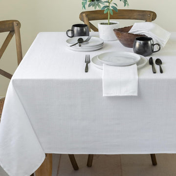 Cameron Textured Fabric Table Cloth, for Everyday Home Dining, Parties, Weddings & Holiday Tableclot