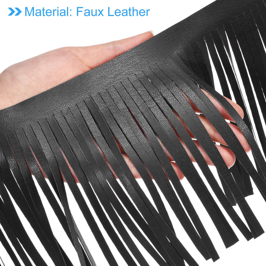 6 Inch PU Leather Suede Fringe Trim Double Side Leather Sewing Tassel Fringe for DIY Sewing Dress Crafts Skirt - 1 Yard