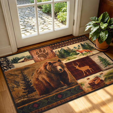 2x3 Rustic Entryway Rug Non-Slip Washable Indoor Door Mat, Brown