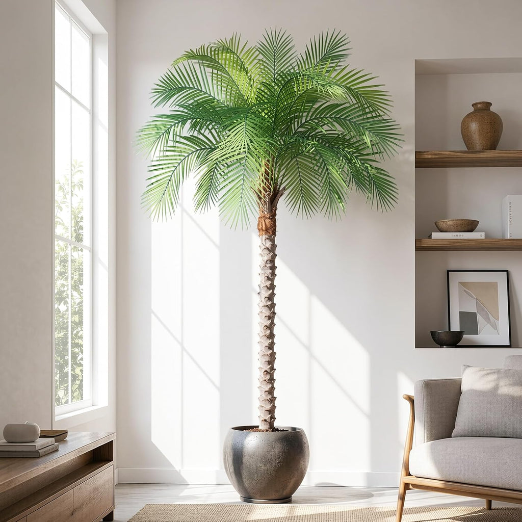 6ft Artificial Phoenix Palm Tree, Tall Faux Palm Plant with 18 Adjustable Leaves