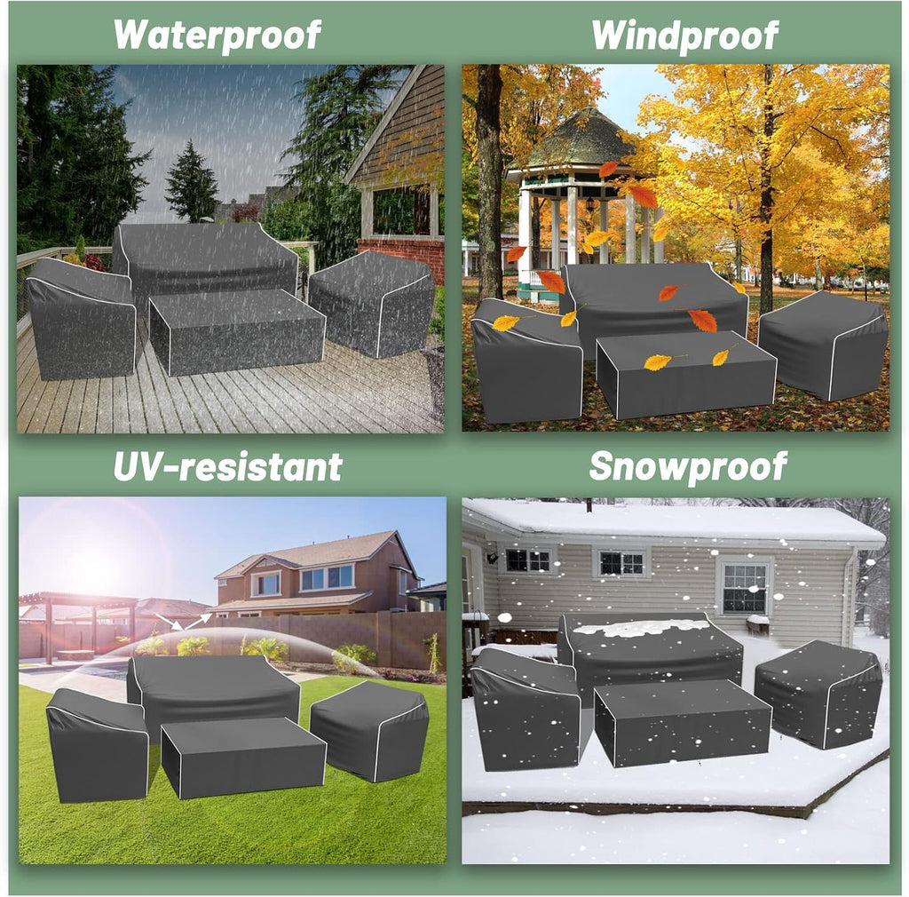 Patio Furniture Cover 4-Piece Set | Heavy Dut 600D Outdoor Furniture Cover Waterproof for Lawn Patio Chairs, Loveseat