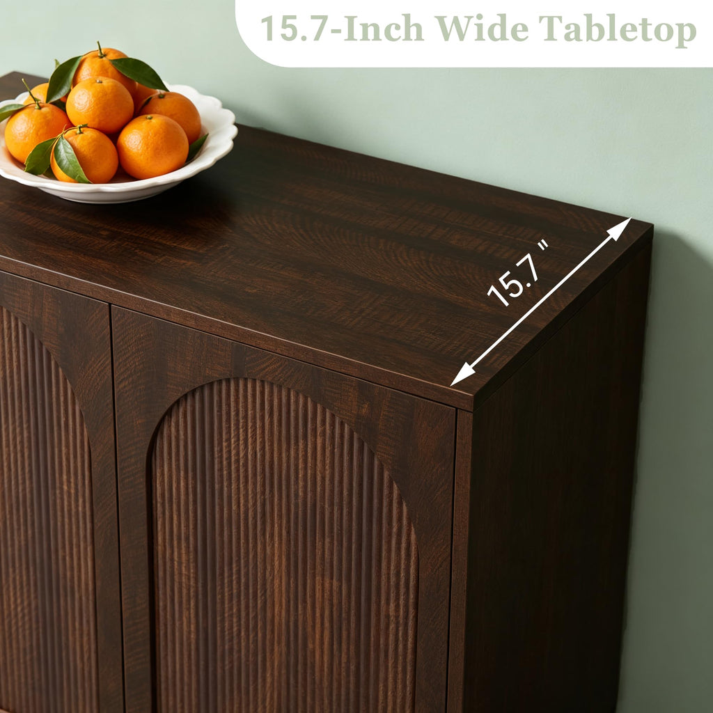 31.5" Dark Walnut Sideboard Buffet Cabinet with Storage Set of 3