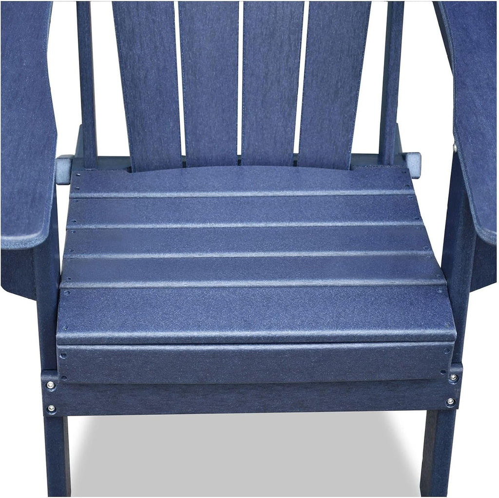 Folding Adirondack Chair - Weather Resistant HDPE Outdoor Lawn Chair - Patio Furniture - Blue/Dark Grey - 350lbs