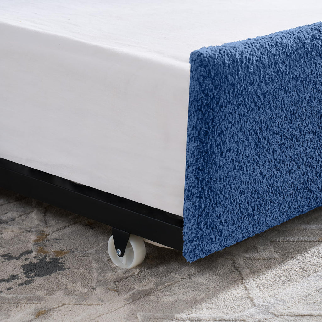 Full Size Upholstery Tufted Daybed with Erectable Trundle, Full to King Design Modern Extendable Boucle Sofa Bed