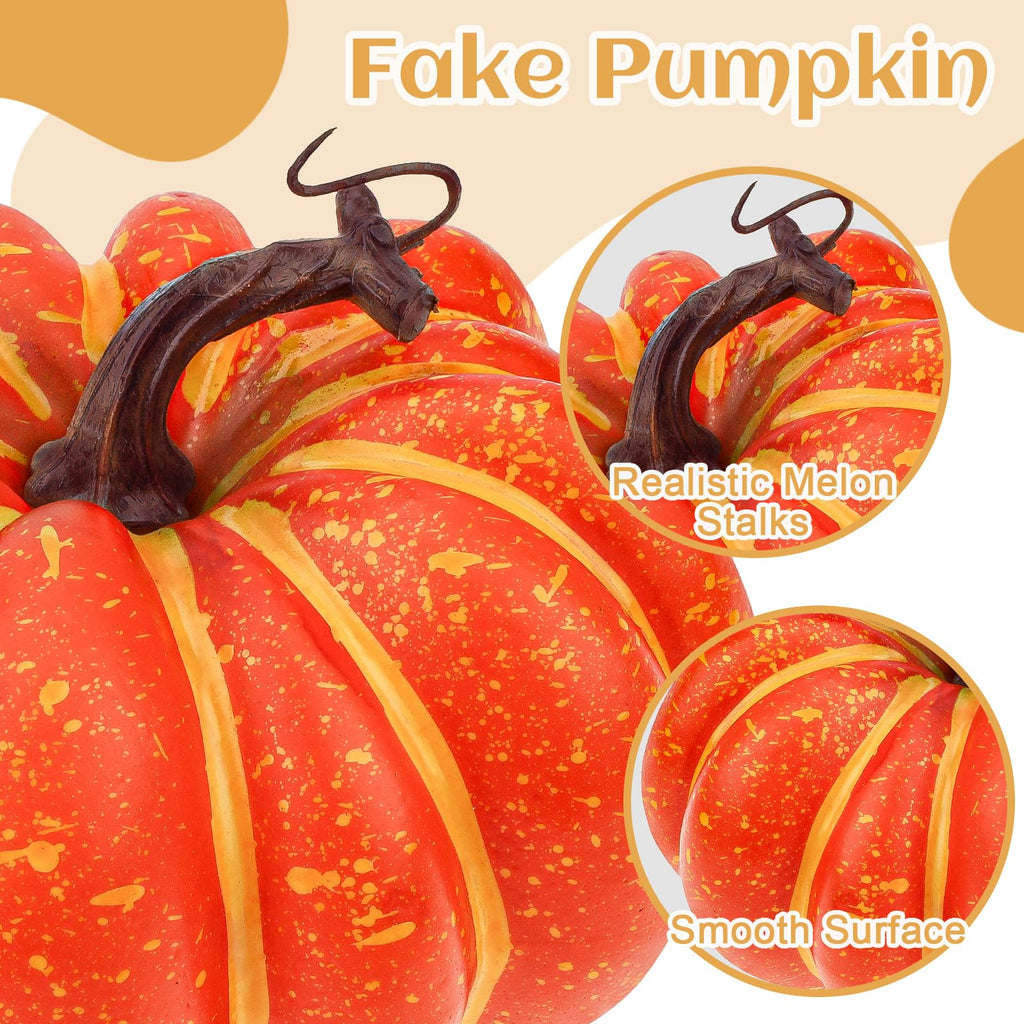6.7 Inch Orange Artificial Foam Pumpkins for Fall Home Decorating