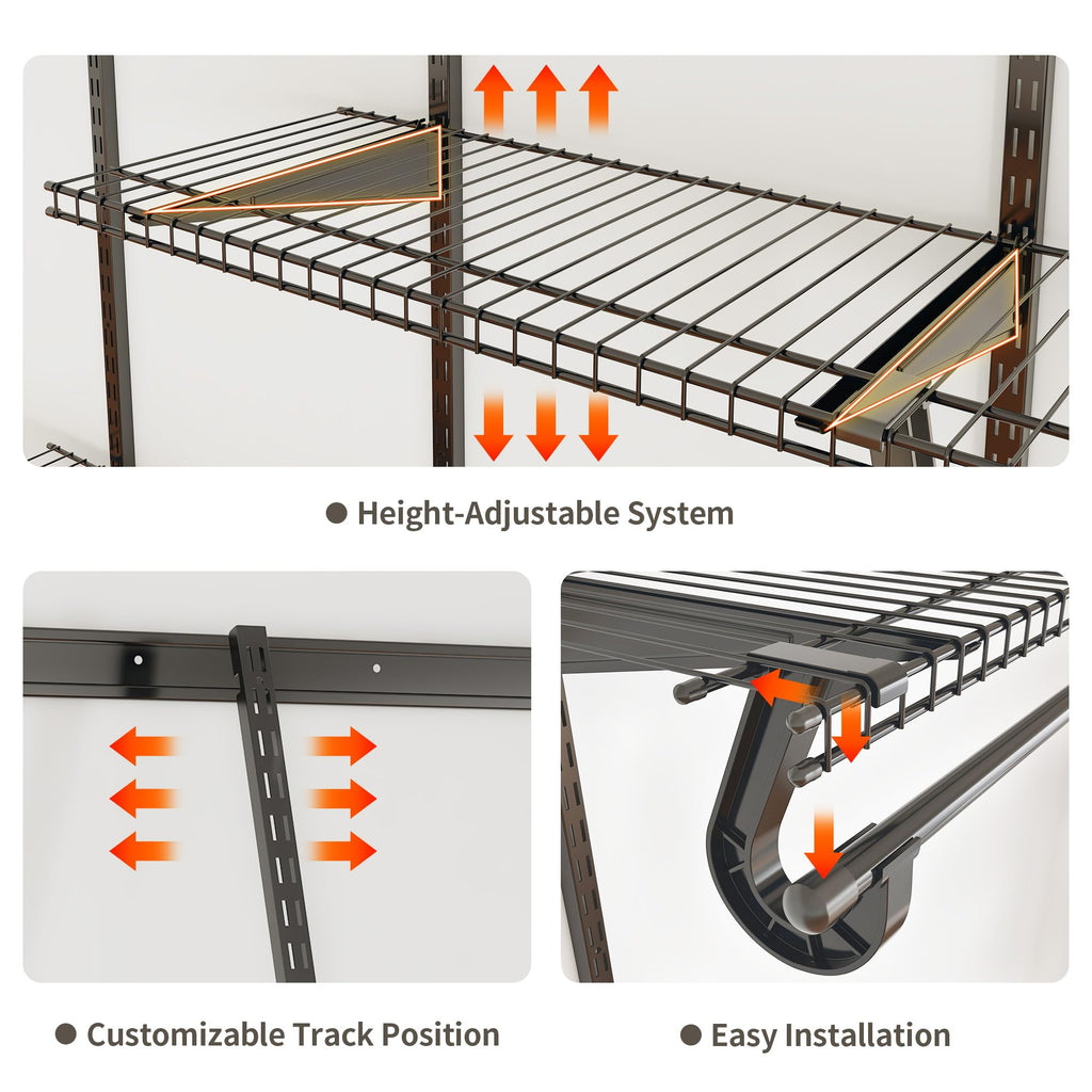 4-6 Ft. Charcoal Gray Custom Wire Closet Organizer System Kit