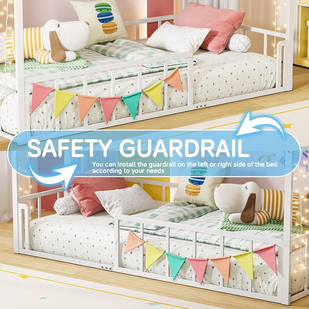 House Shape Bed Frame Montessori House Bed with High Rails