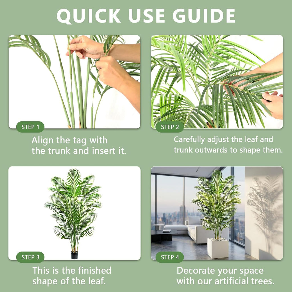 Artificial Palm Tree 6FT, Realistic Tropical Faux Plants Indoor - Set of 2