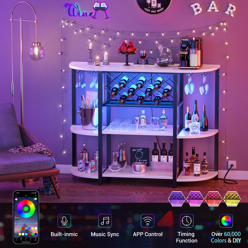 Wine Bar Cabinet with LED Lights and AC | Casa Home Living