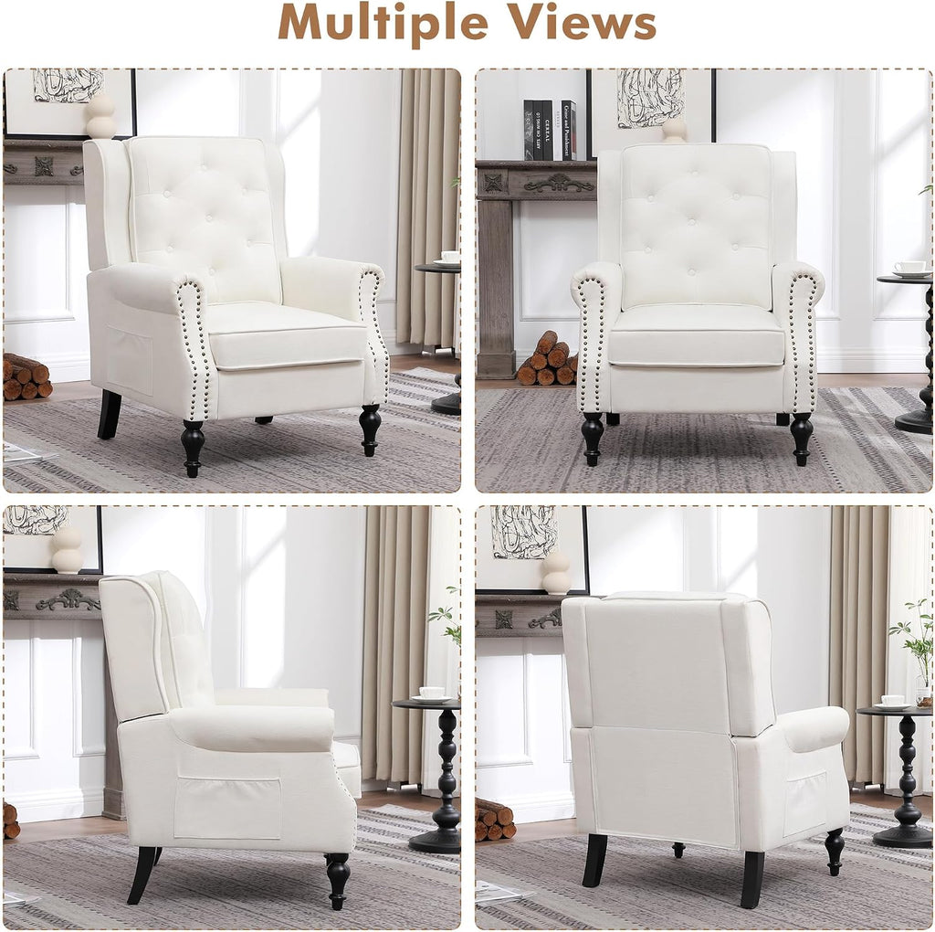 Modern Accent Chair Set Of 2, Wingback Living Room Chairs With High Back, Accent Upholstered Armchair With Vintage