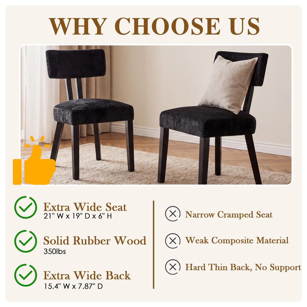Dining Chairs Set of 4, Silky Velvet Dining Room Chairs, Charcoal Black