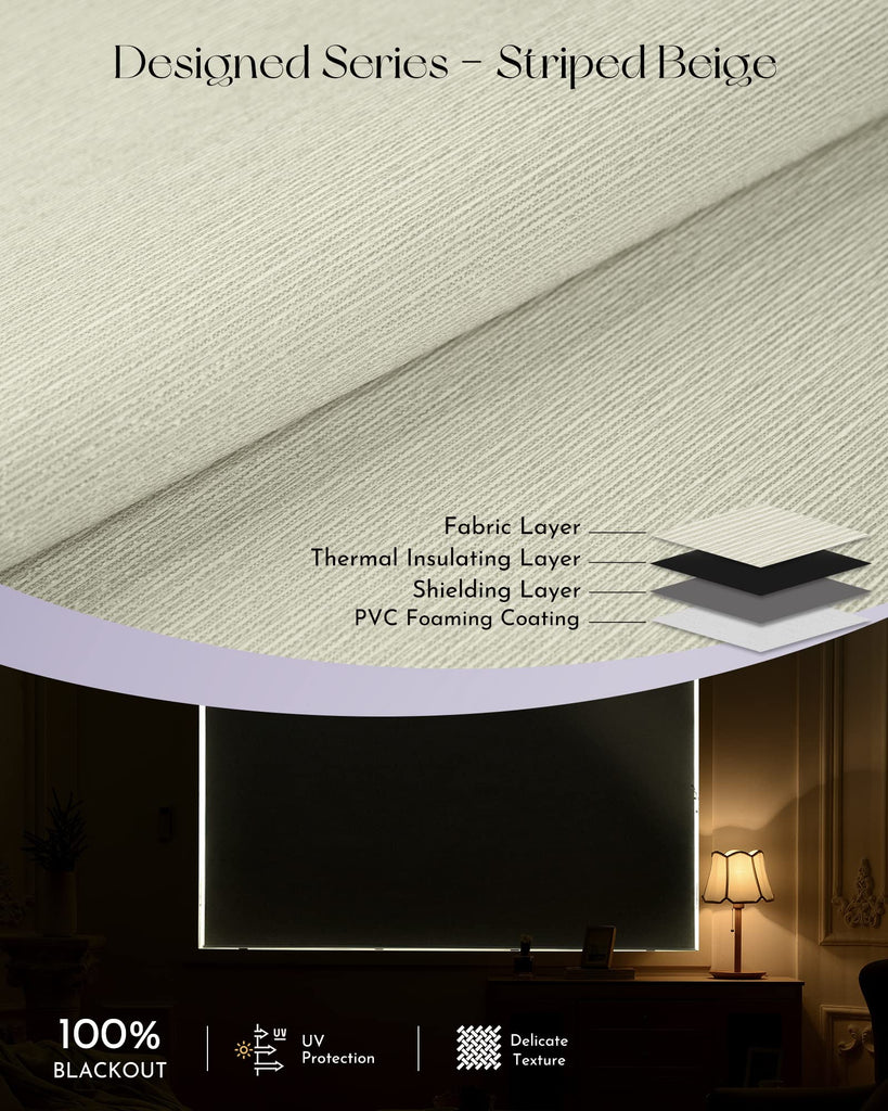 Smart Blackout Roller Shades for Alexa Google Textured Gleaming Fabric Rechargeable Motorized Blinds Cordless Remote