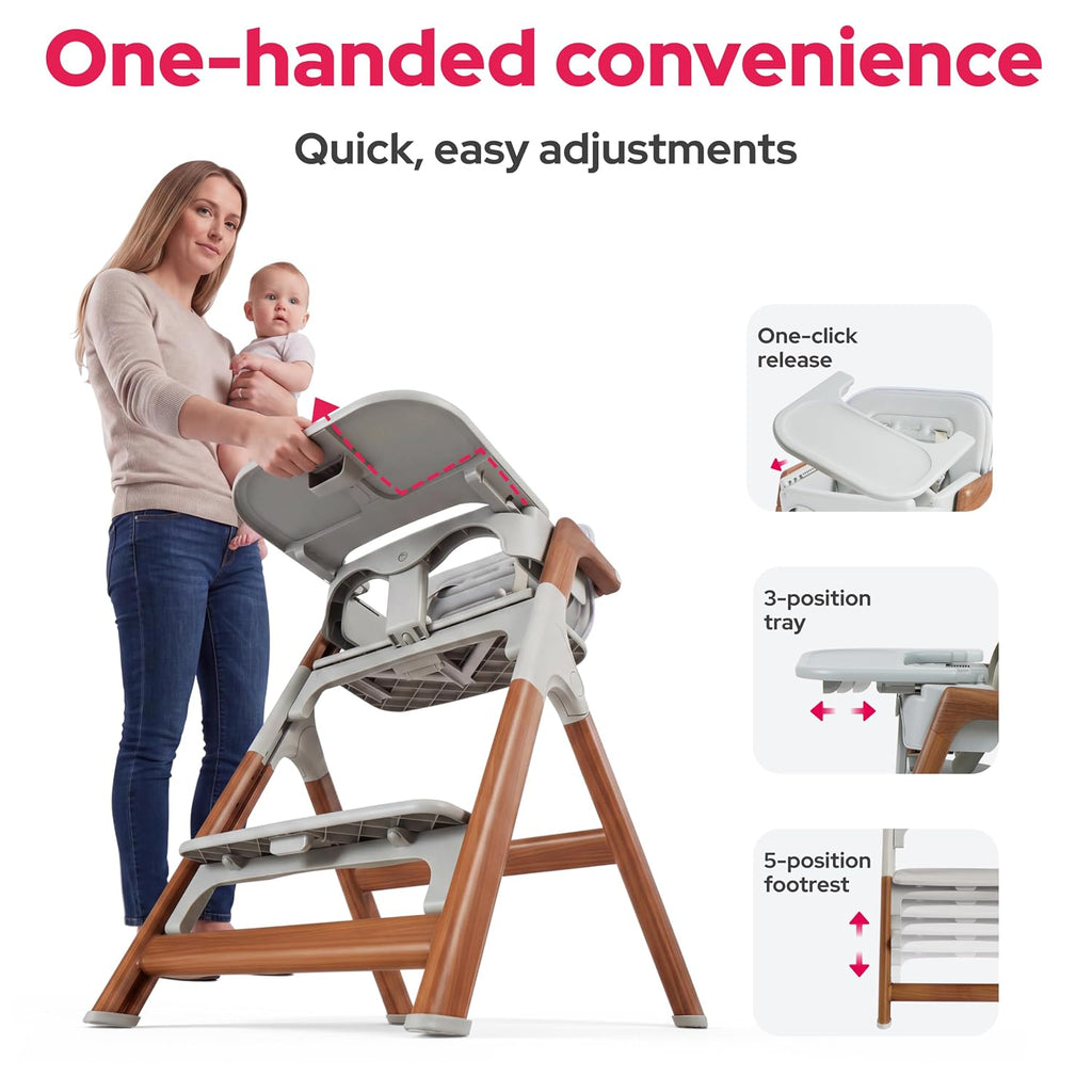 Convertible Baby High Chair, Foldable High Chairs for Babies and Toddlers, Adjustable Feeding Chair with Removable