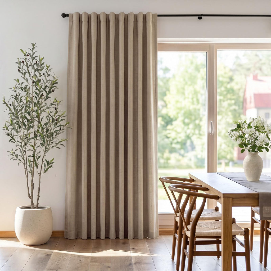 Extra Wide Linen Blackout Curtains 102x84 Burlywood Birch