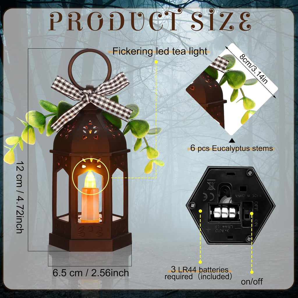 Farmhouse Mini Lanterns for Centerpieces Tiered Tray Decor, Black - Set of 3
