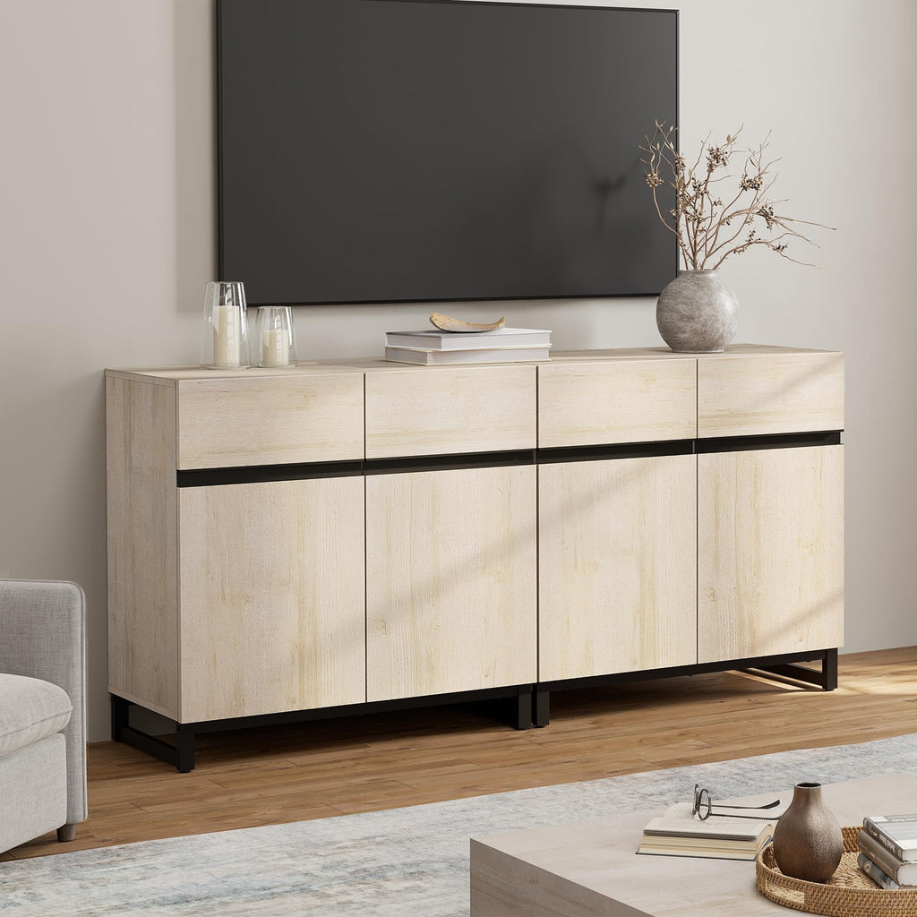 Sideboard Buffet Cabinets, Modern Sideboard with Adjustable Shelf and Metal Base, Coffee Bar Cabinet Storage Cabinet