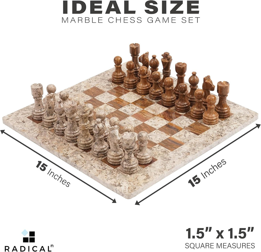 Marble Chess Set 15" Luxury Board Game & Chess Sets for Adults - Set of 2