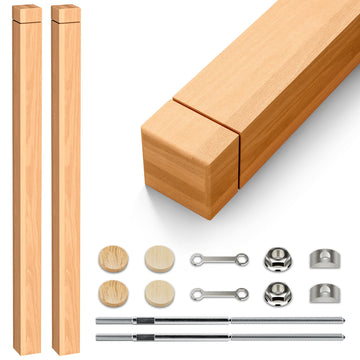 Stair Newel Post Kit 3"x3"x48" with Hardware & 2 Wood Plugs for a Hidden