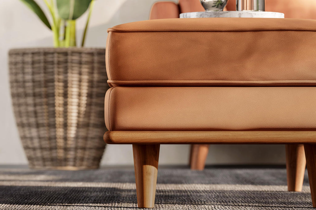Artisan Ottoman Italian Nappa 11000 Top Grain Leather, Perfect Balance of Support and Comfort, Clean Lines, Sleek
