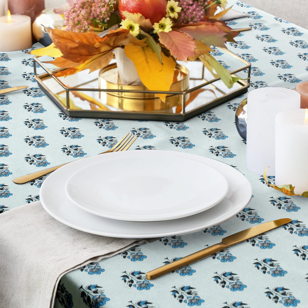 Cotton Tablecloth 60'' X 90'' Apatite Blue Blue