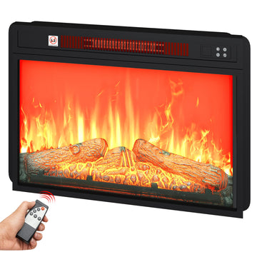 23 Inches Electric Fireplace Insert, Recessed Fireplace Heater with Remote Control, Adjustable Temperature, 6H Timer