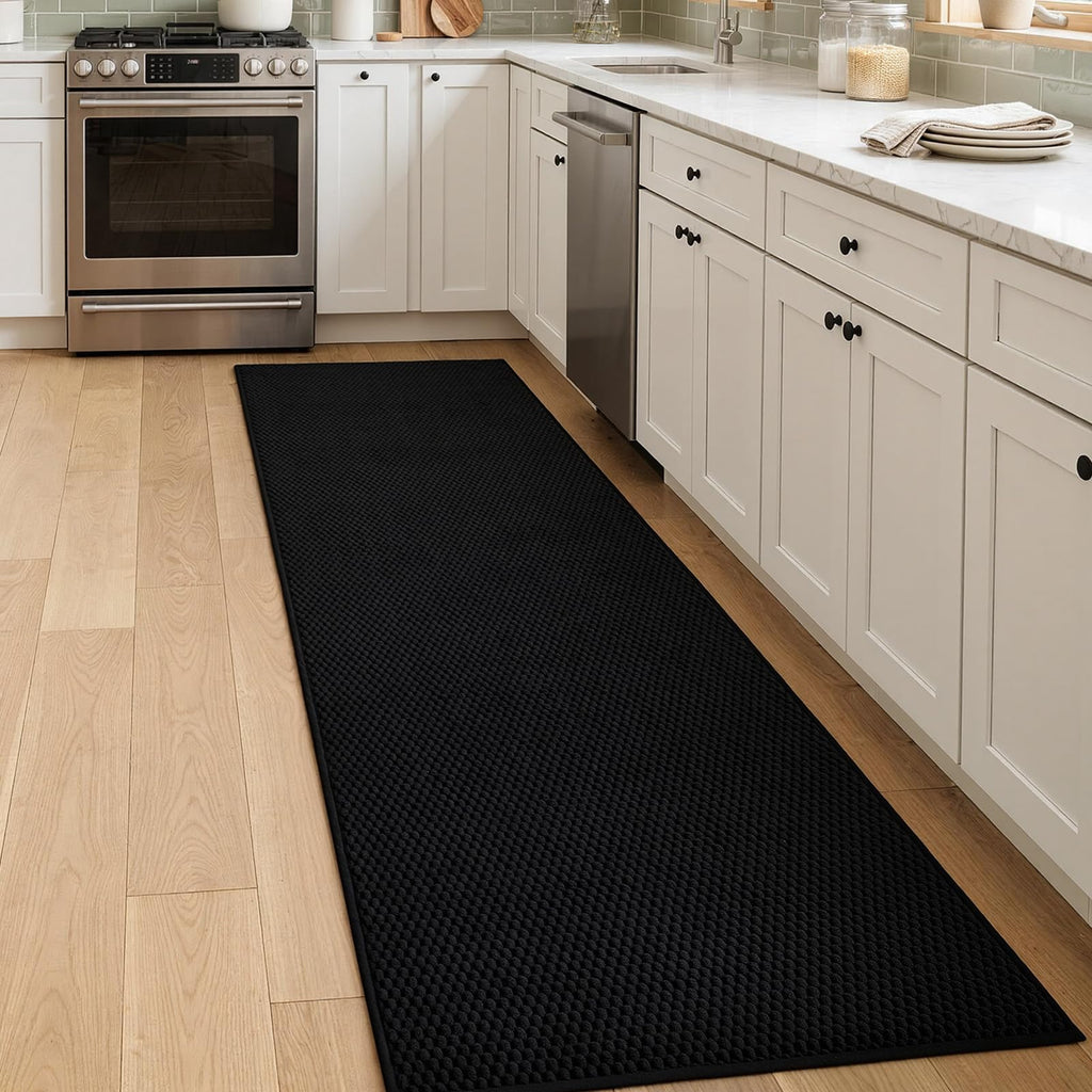 Runner Rug with Non Slip Rubber Backing Black